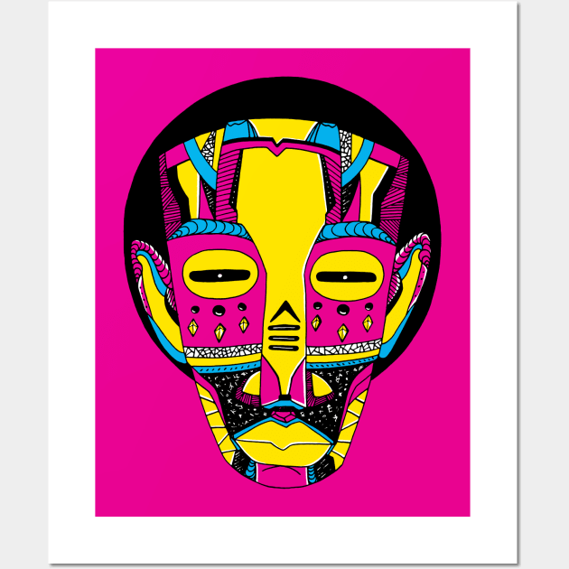 CMYK African Mask No 3 Wall Art by kenallouis